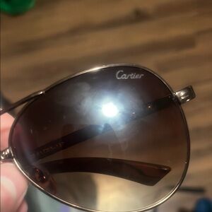 Cartier Gold and Brown Aviator Sunglasses